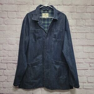 Lee Valley Ireland Flannel Denim Jacket Mens XL Rugged Outdoorsy Workwear Retro